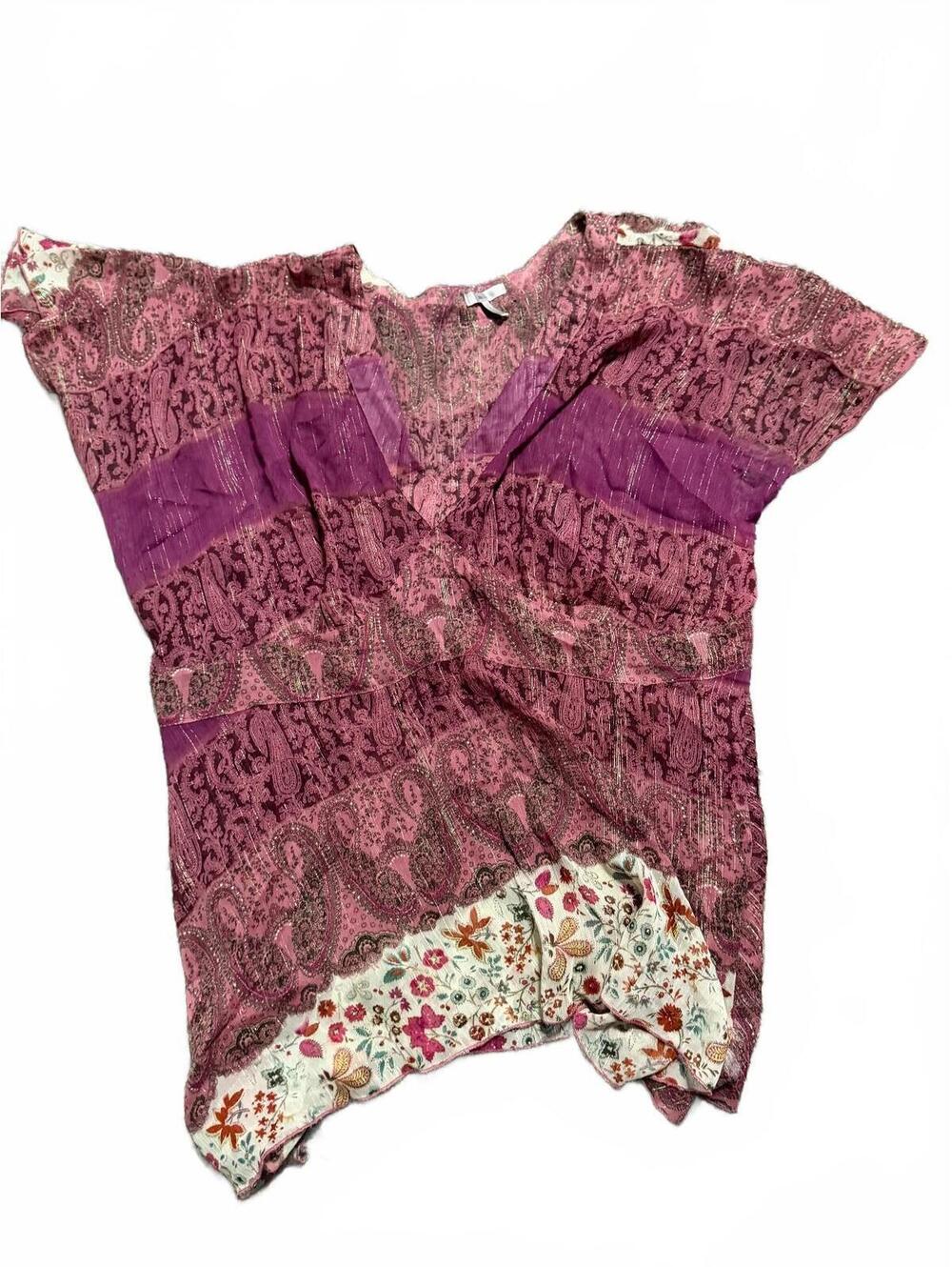Y2K Metro 7 Womens Plus Size Boho Light Wieght Paisley Print Blouse Size 24/26